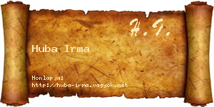 Huba Irma névjegykártya